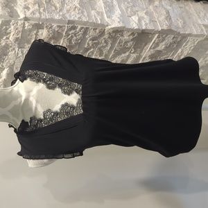 Express black sleeveless lace detail top